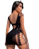 Cutout Sleeveless Fishnet Design Bodystocking Dress