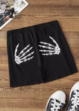 Halloween Skeleton Hand Boyshort Panties - Black