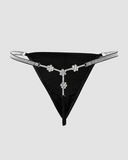 Rhinestone Chain Decor Thong Panty