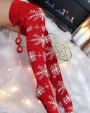 Christmas Snowflake Pom Pom Knee Length Socks